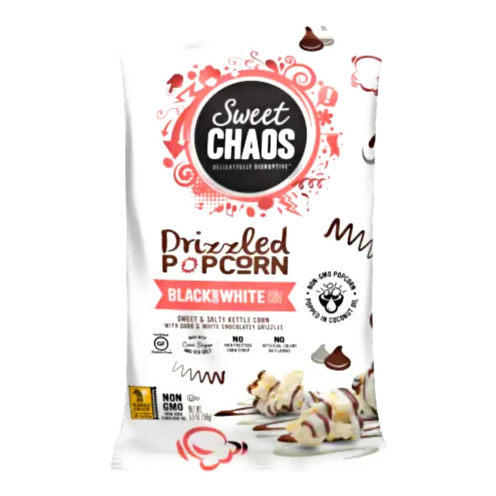 SWEET CHAOS: Popcorn Black N White Drizzle 5.5 OZ (Pack of 5) - Grocery > Snacks > Popcorn - SWEET CHAOS