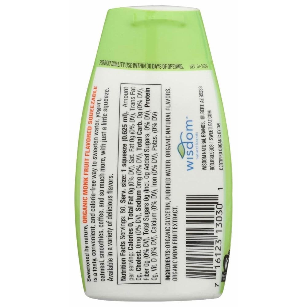 SWEETLEAF STEVIA Sweetleaf Stevia Monk Fruit Organic Sweetener Unflavored Squeezable, 1.7 Oz