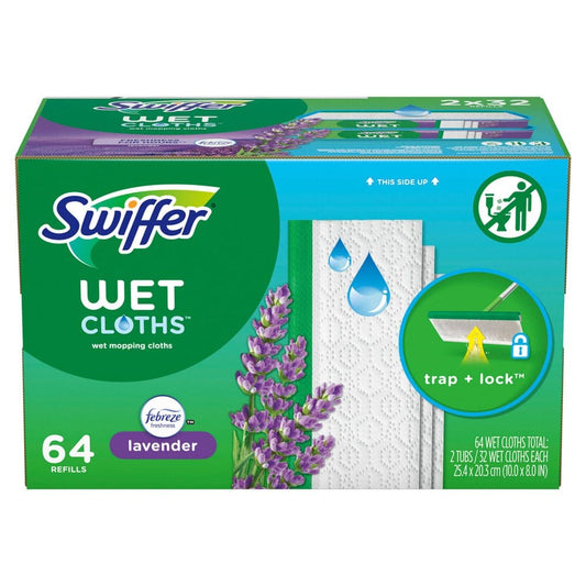 Swiffer Sweeper Wet Mopping Cloth Refills Lavender Scent (64 ct.) - Cleaning Tools - ShelHealth