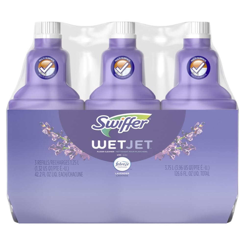 Swiffer WetJet Multi-purpose Floor Cleaner Solution Febreze Lavender Vanilla and Comfort Scent 3 ct./1.25L - Swiffer