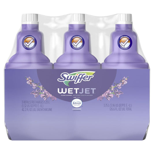 Swiffer WetJet Multi-purpose Floor Cleaner Solution Febreze Lavender Vanilla and Comfort Scent 3 ct./1.25L - Swiffer