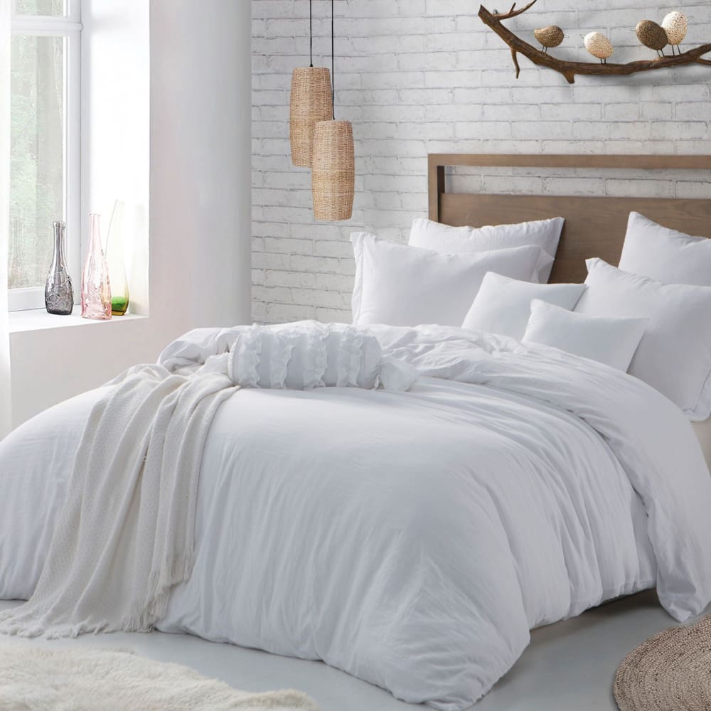 Swift Home Lush Crinkle-Washed White Duvet Cover Set - Home/Home/Bedding & Bath/Comforters Quilts & Bedspreads/ - Unbranded
