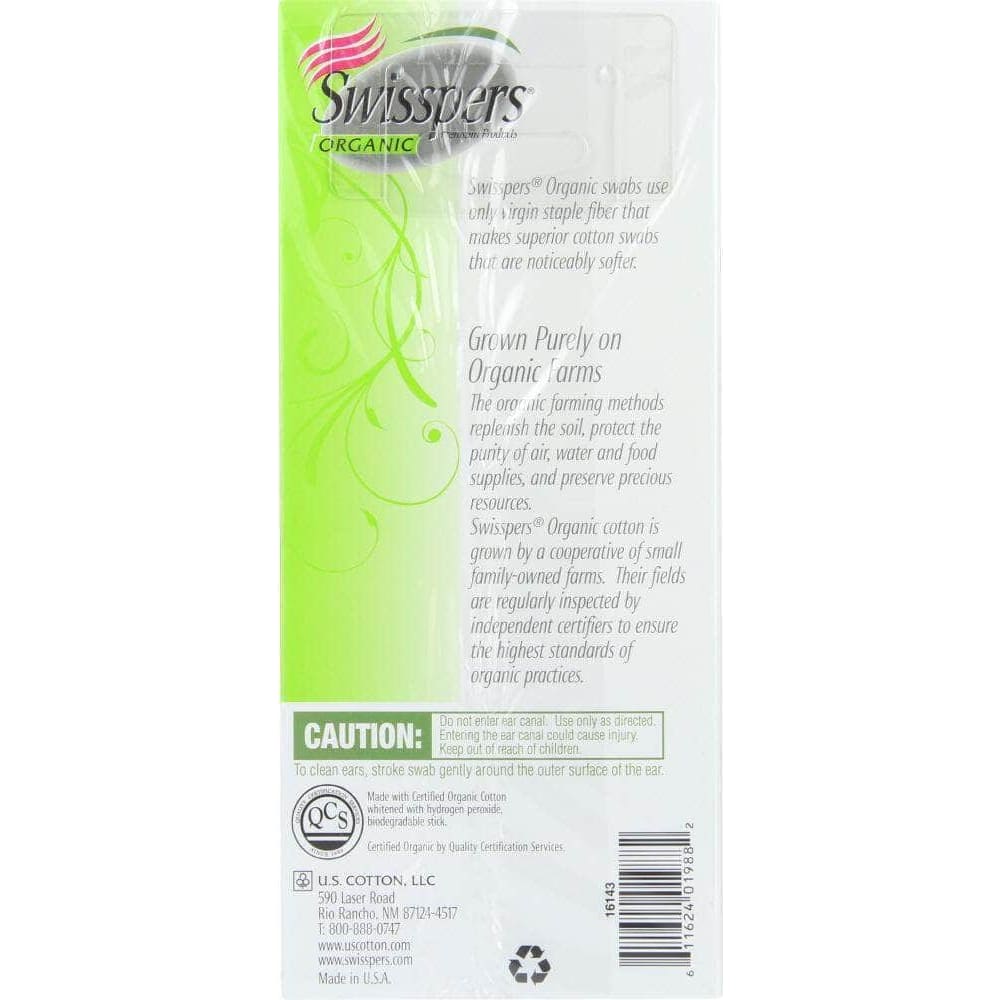 SWISSPERS Swisspers Organic Cotton Swabs, 180 Pc