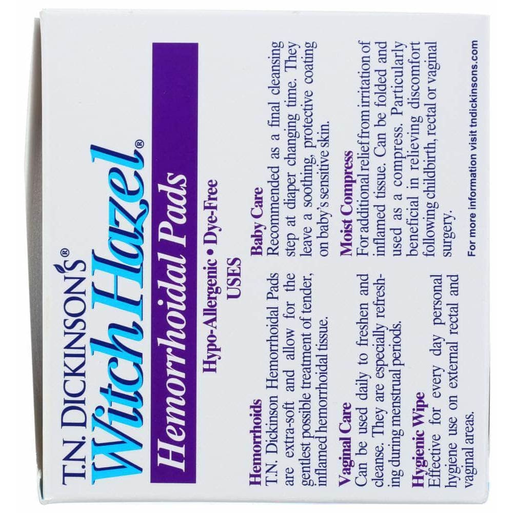 T N DICKINSONS T N Dickinson Hemorrhoidal Pads Witch Hazel, 100 Pc