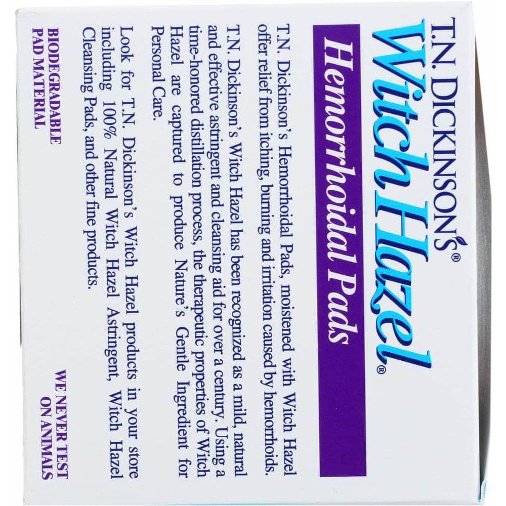 T N DICKINSONS T N Dickinson Hemorrhoidal Pads Witch Hazel, 100 Pc