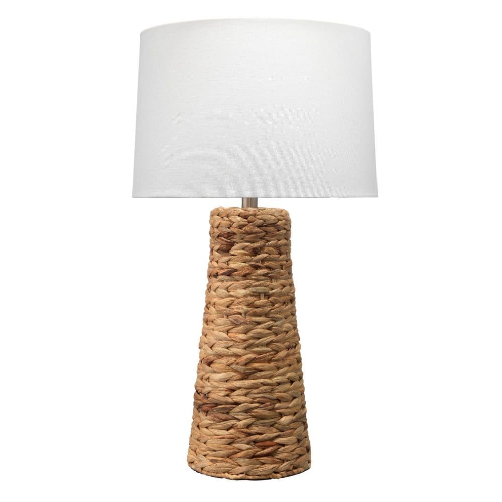 Table Lamp in Natural Seagrass With Cone Shade in White Linen - Decor - Table