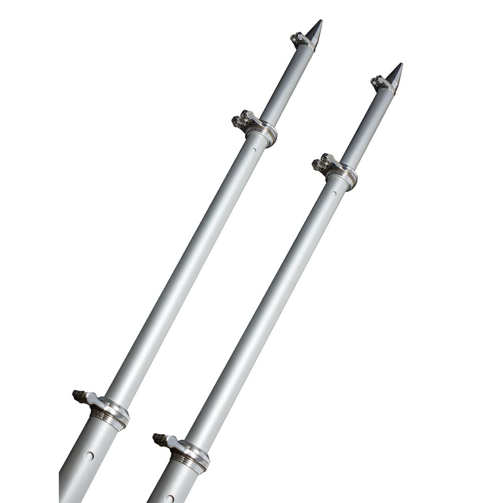 TACO 18’ Deluxe Outrigger Poles w/ Rollers - Silver/ Silver - Hunting & Fishing | Outriggers - TACO Marine