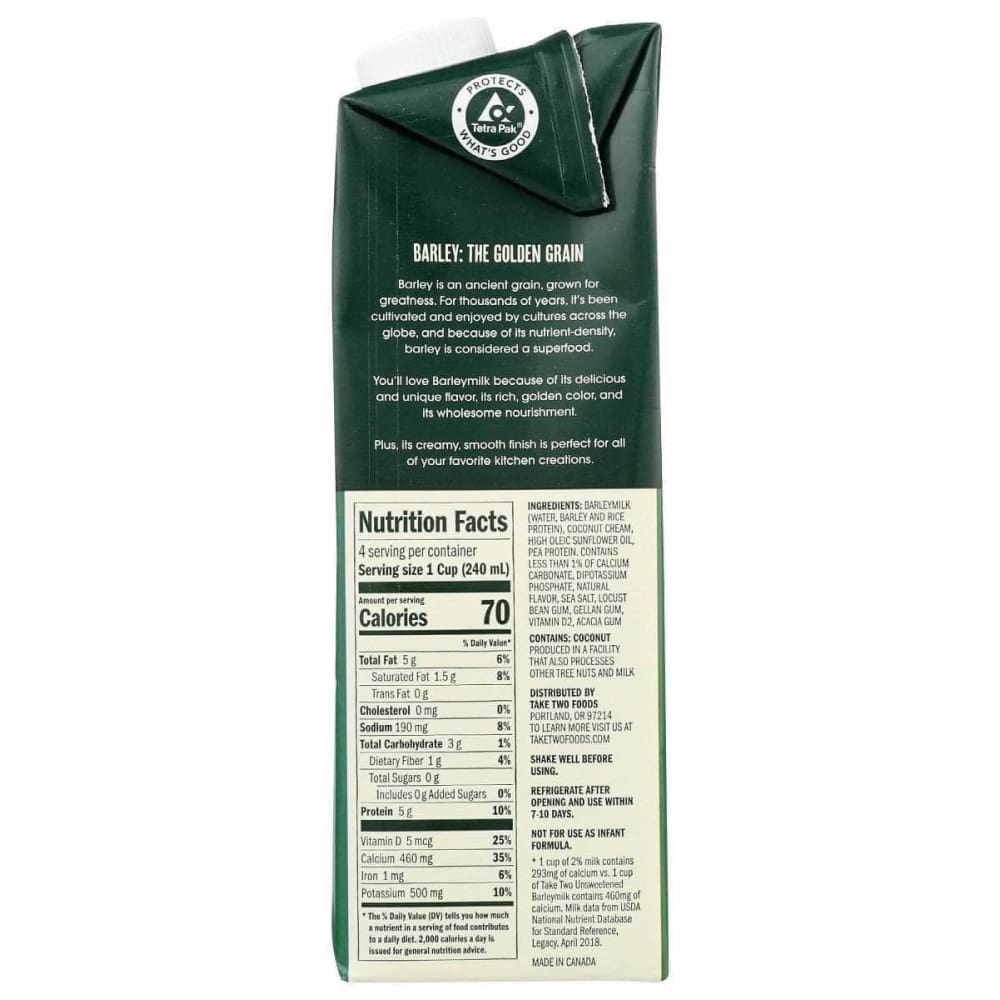 TAKE TWO FOODS Take Two Foods Barleymilk Unsweetened, 32 Fo