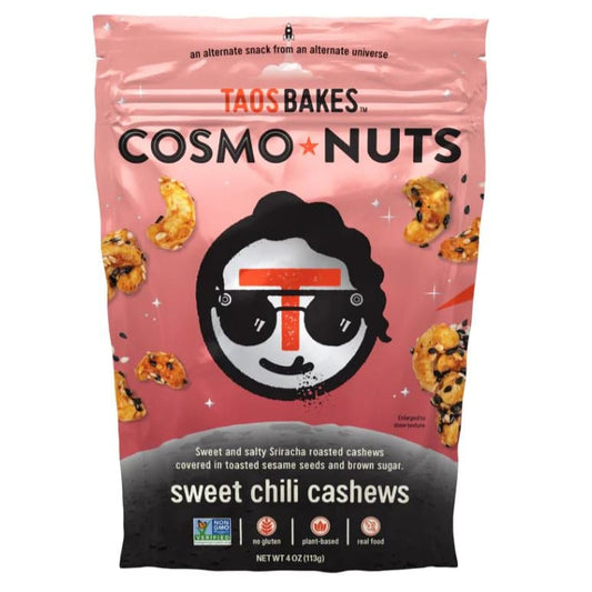 TAOS BAKES: Cosmo Nuts Sweet Chile Cashews 4 oz (Pack of 4) - Nuts - TAOS BAKES