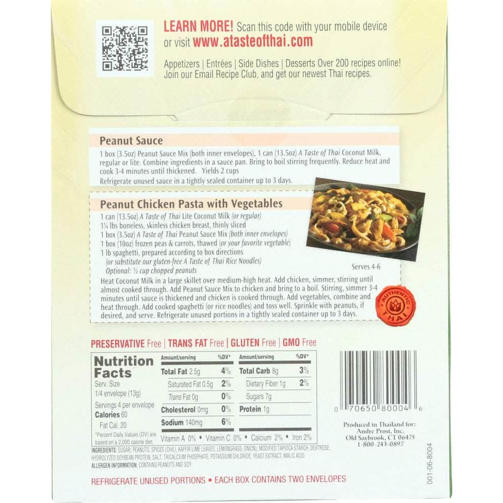 Taste Of Thai Taste Of Thai Peanut Sauce Mix, 3.5 oz