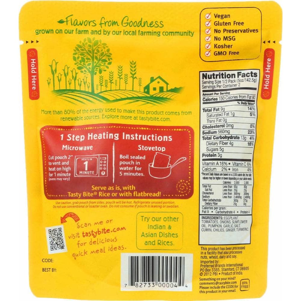 Tasty Bite Tasty Bite All Natural Vegetarian Punjab Eggplant, 10 oz