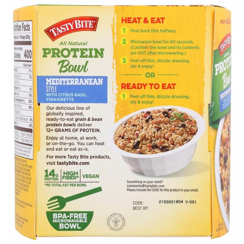 TASTY BITE Tasty Bite Bowl Prtn Mediterranean, 8.8 Oz
