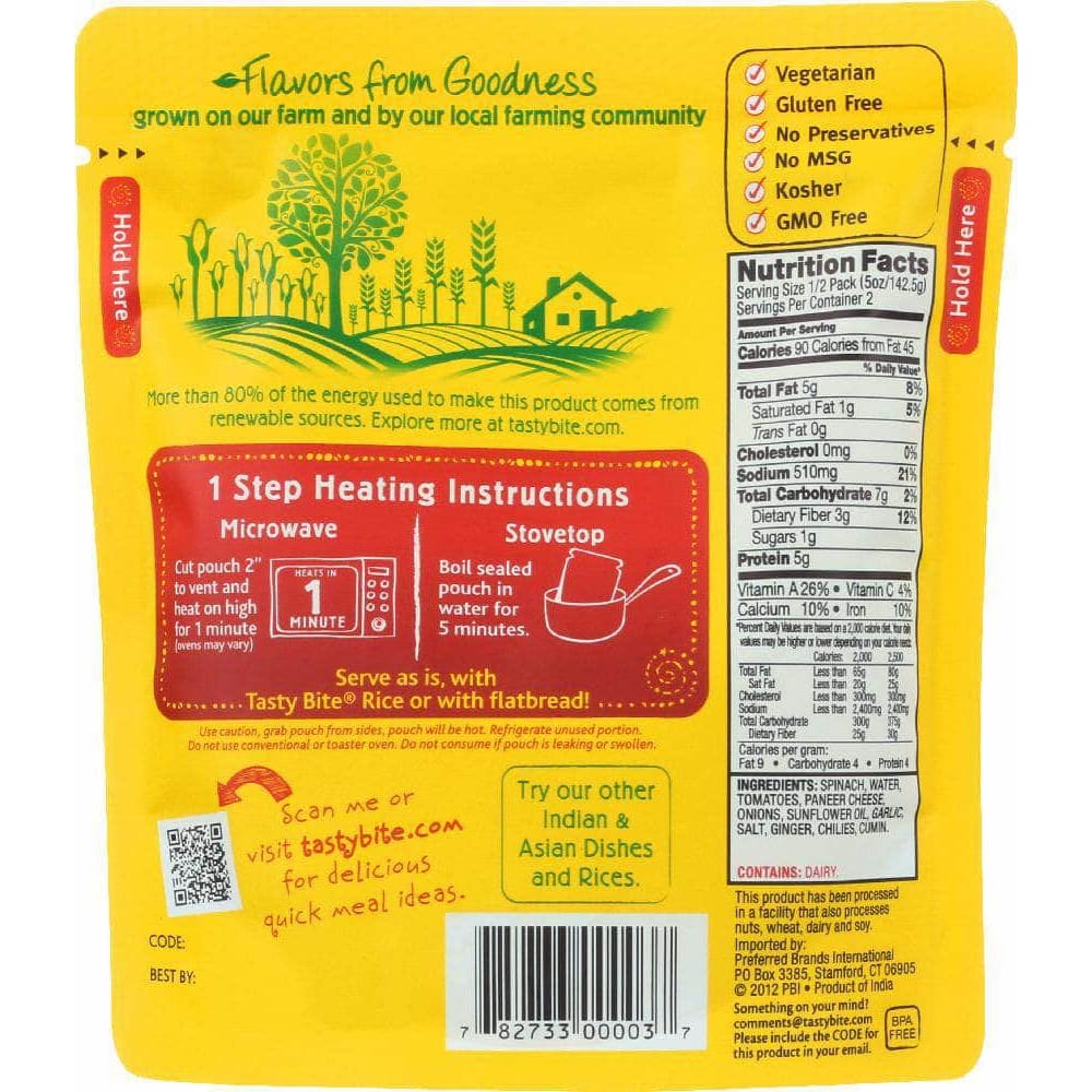 Tasty Bite Tasty Bite Kashmir Spinach, 10 oz