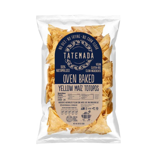 TATEMADA: Yellow Oven Baked Maiz Totopos 250 gm (Pack of 4) - Tortilla & Corn Chips - TATEMADA