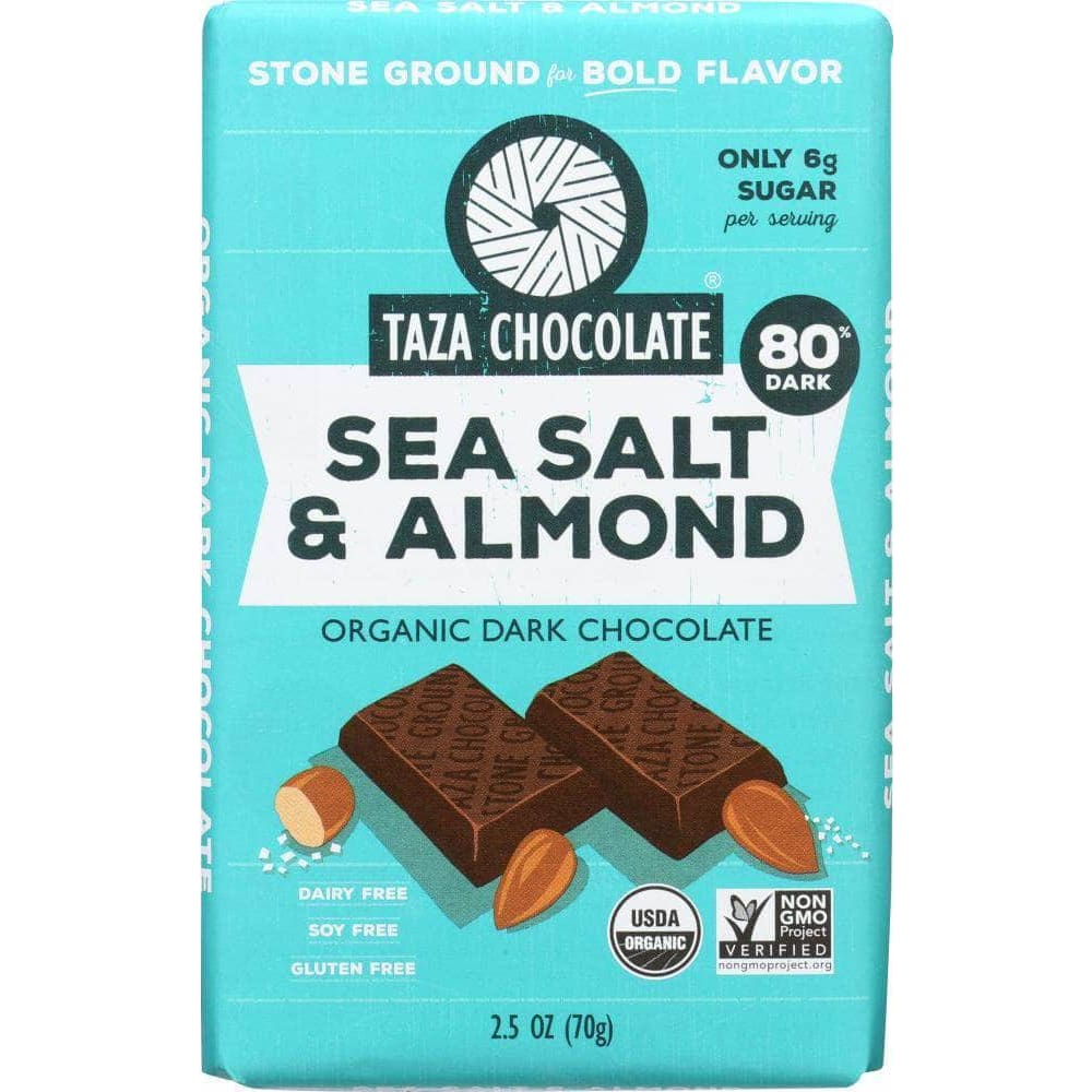 Taza Chocolate Taza Chocolate 80% Sea Salt & Almond Dark Chocolate Bar,  2.5 oz