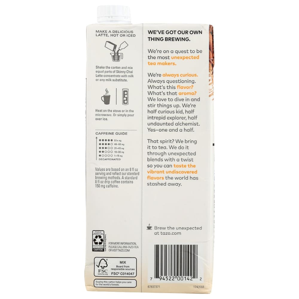 TAZO: Skinny Chai Latte Concentrate 32 oz - Grocery > Beverages > Coffee Tea & Hot Cocoa - TAZO