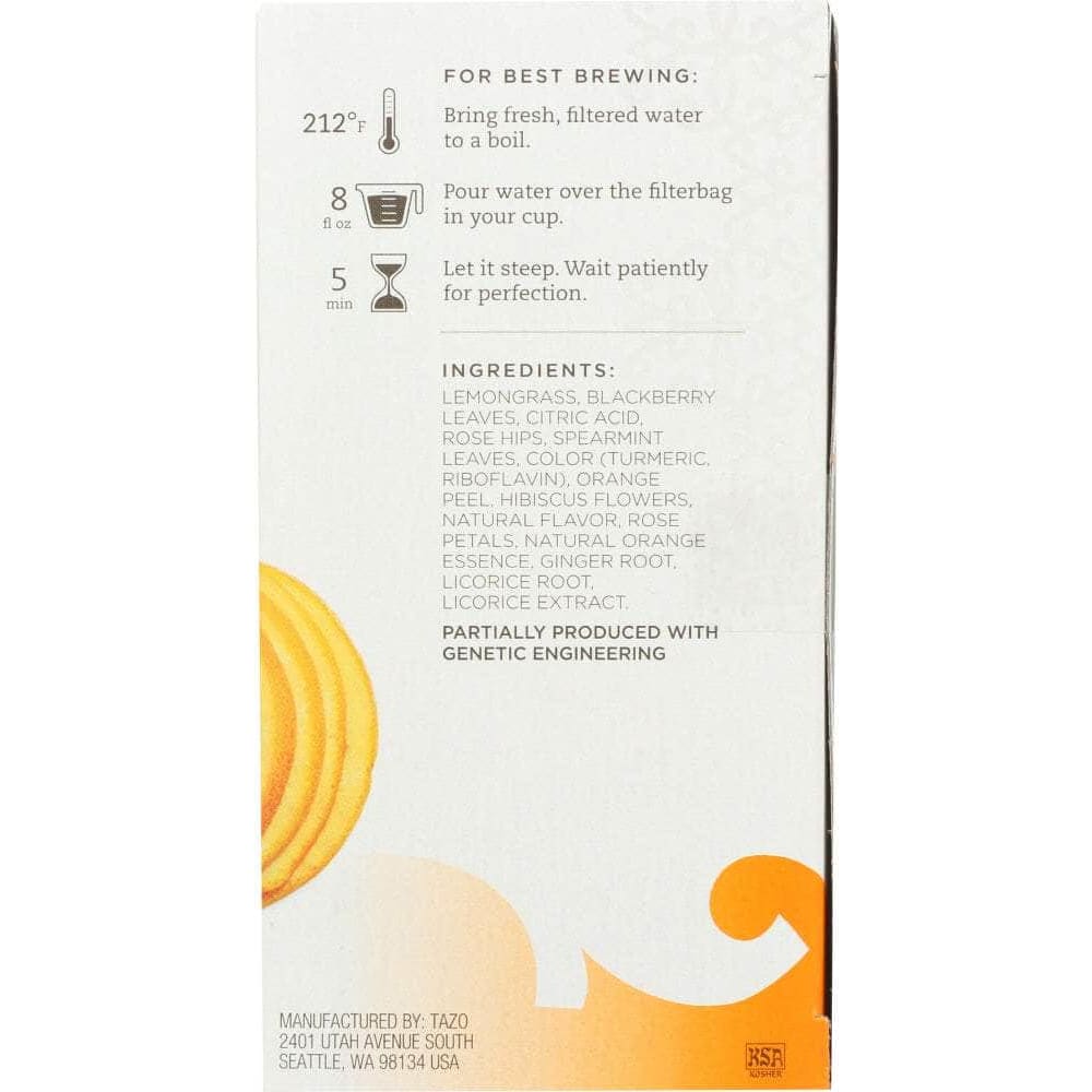 Tazo Tazo Wild Sweet Orange Herbal Tea Caffeine-Free 20 Tea Bags, 1.58 oz