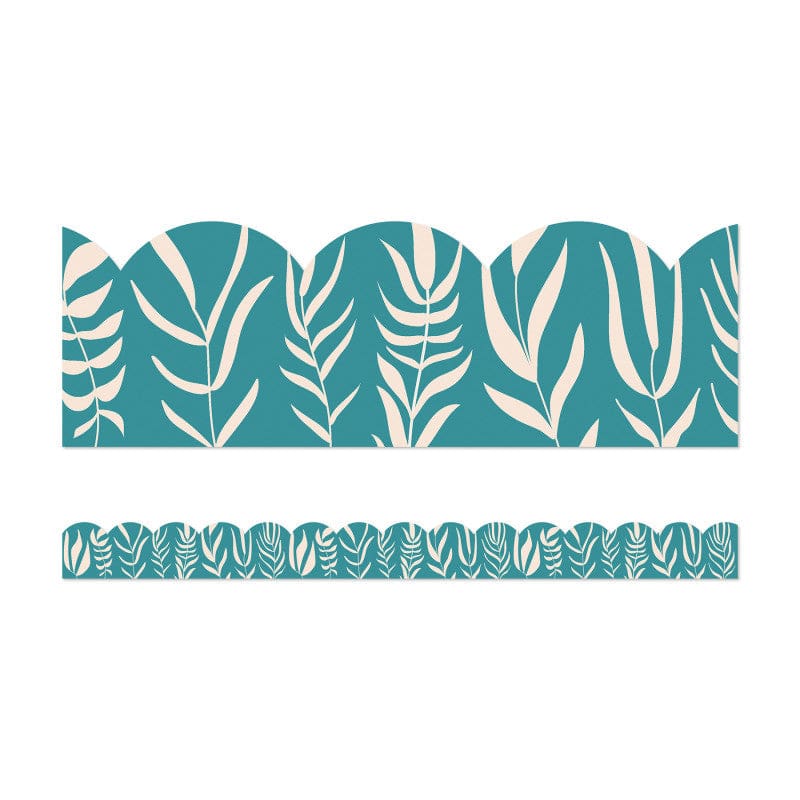 Teal With Leaves Scalloped Border True To You (Pack of 10) - Border/Trimmer - Carson Dellosa Education