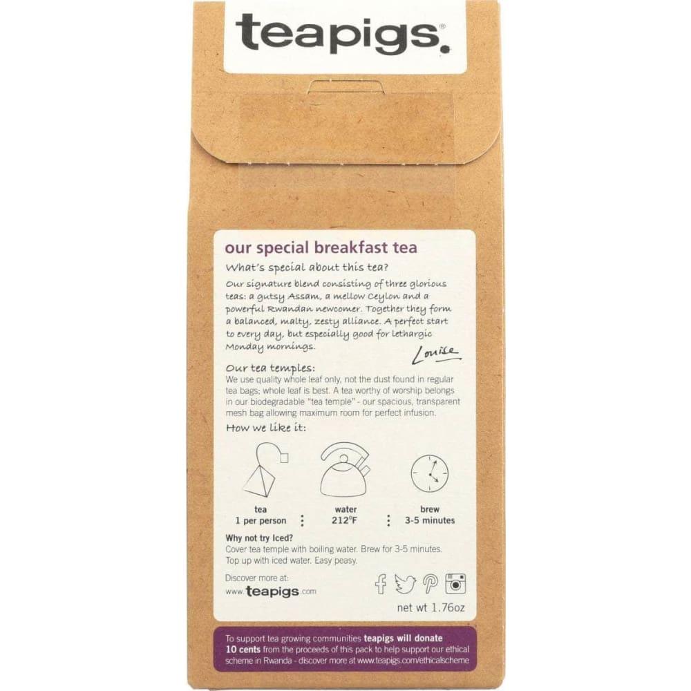 TEAPIGS Grocery > Beverages > Coffee, Tea & Hot Cocoa TEAPIGS: English Breakfast Tea, 15 bg