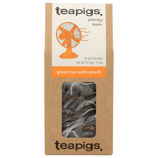 TEAPIGS: Tea Green W Peach 15 BG (Pack of 3) - Grocery > Beverages > Coffee Tea & Hot Cocoa - TEAPIGS