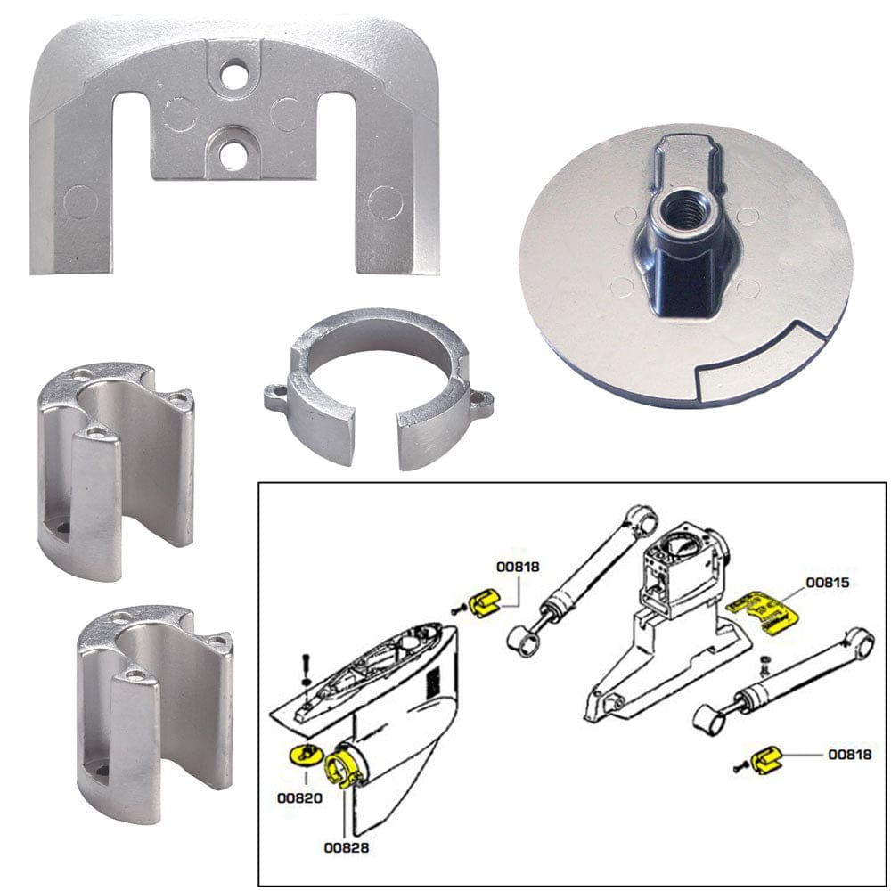 Tecnoseal Anode Kit w/ Hardware - Mercury Bravo 1 - Zinc - Boat Outfitting | Anodes - Tecnoseal