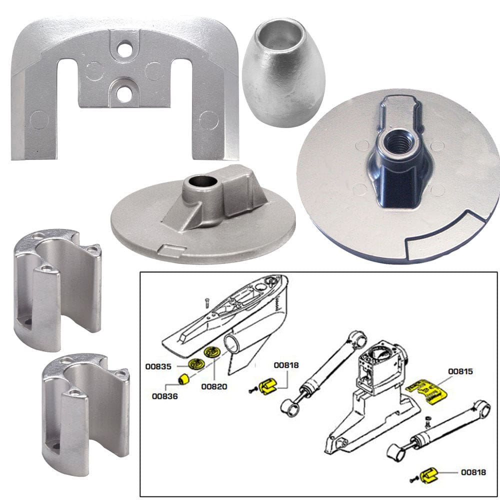 Anode Lab Kit Tecnoseal Anode Kit w/ Hardware - Mercury Bravo 3 2004-Present ...