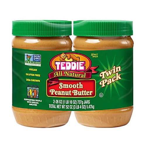 Teddie All Natural Peanut Butter 2 ct./26 oz. - Home/Grocery/Breakfast/Peanut Butter & Jelly/ - Teddie