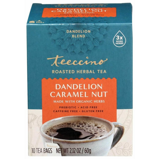 TEECCINO Teeccino Dandelion Caramel Nut Herbal Tea, 10 Ct