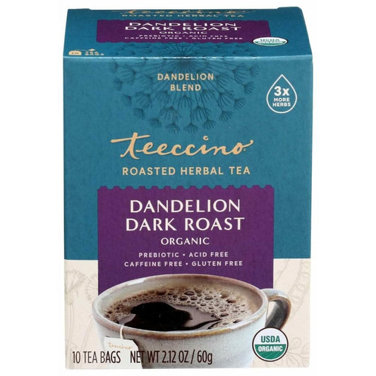 TEECCINO Teeccino Dandelion Dark Roast Organic Herbal Tea, 10 Ct