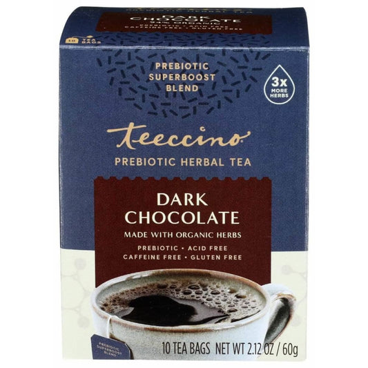 TEECCINO Teeccino Dark Chocolate Prebiotic Herbal Tea, 10 Ct