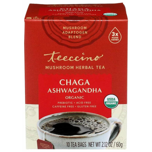 TEECCINO Teeccino Tea Chaga Ashwagandha Mushroom, 10 Ct