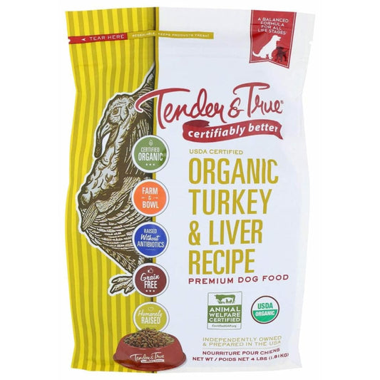 TENDER AND TRUE TENDER AND TRUE Organic Turkey and Liver Dry Dog Food, 4 lb