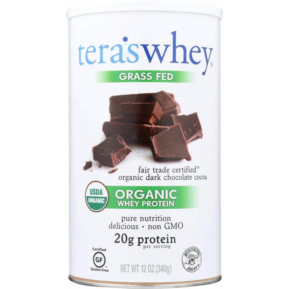 Teras Tera's Whey Grass Fed Organic Whey Protein Fair Trade Dark Chocolate, 12 oz