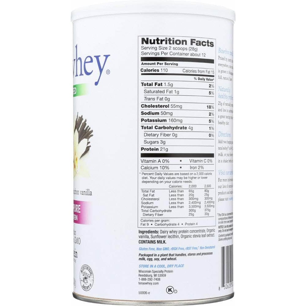 Teras Tera's Whey Grass Fed rBGH Free Whey Protein Bourbon Vanilla, 12 oz