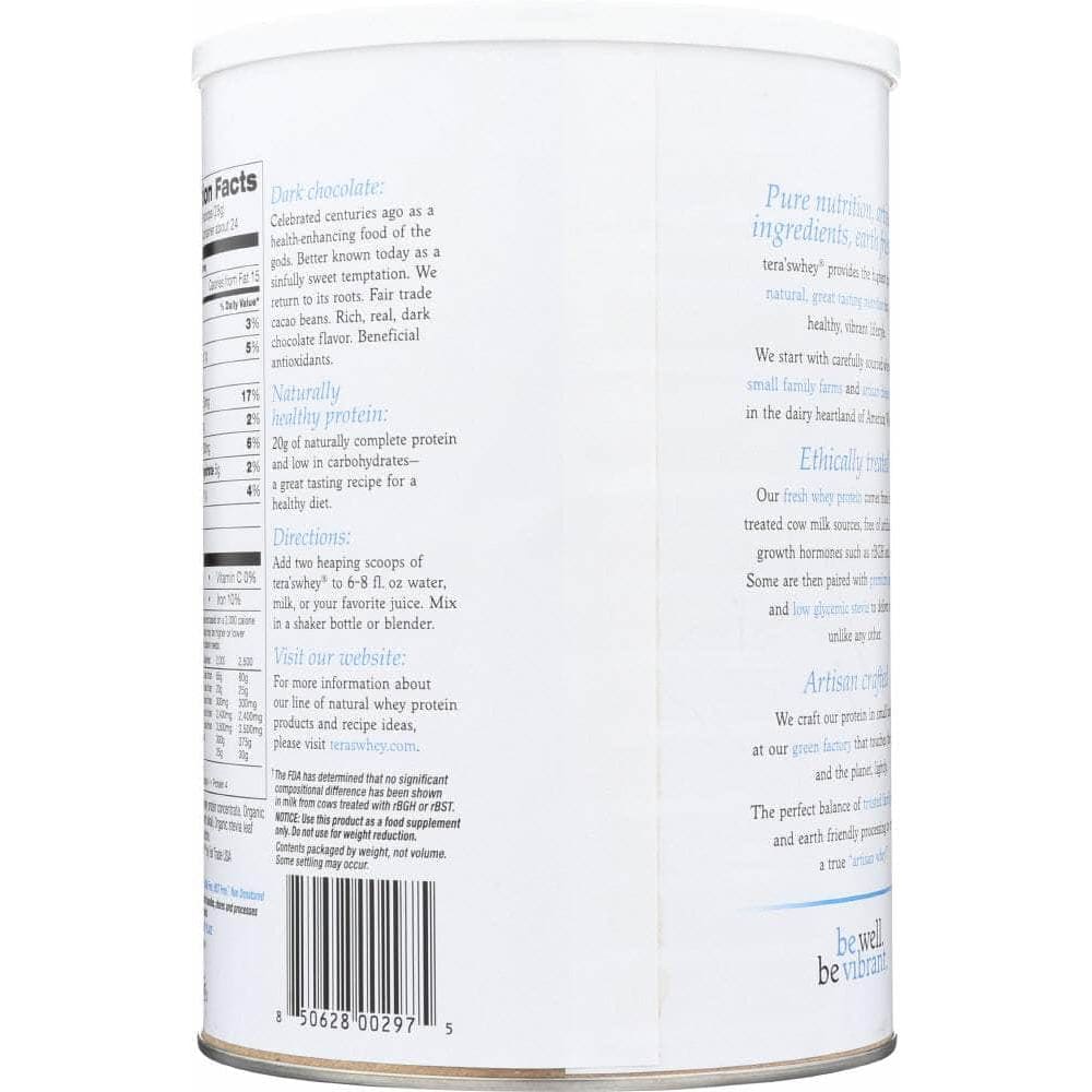 Teras Tera's Whey rBGH Free Fair Trade Certified Dark Chocolate Cocoa Whey Protein, 24 oz