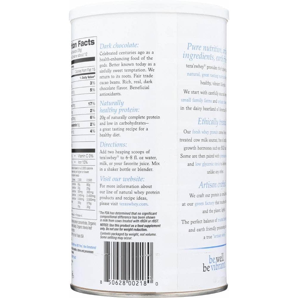 Teras Tera's Whey rBGH Free Whey Protein Fair Trade Dark Chocolate, 12 oz