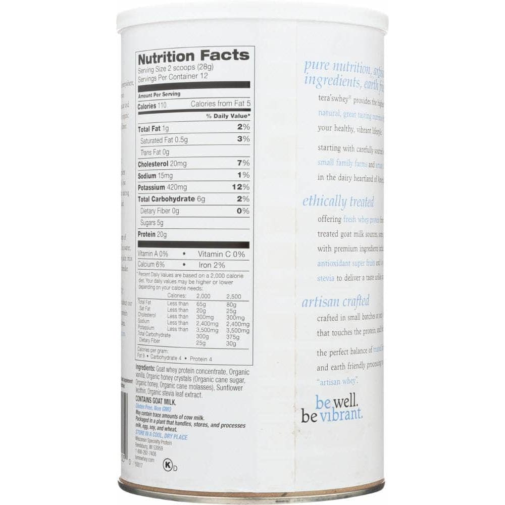 Teras Tera's Whey Vanilla Honey Goat Whey Protein, 12 oz