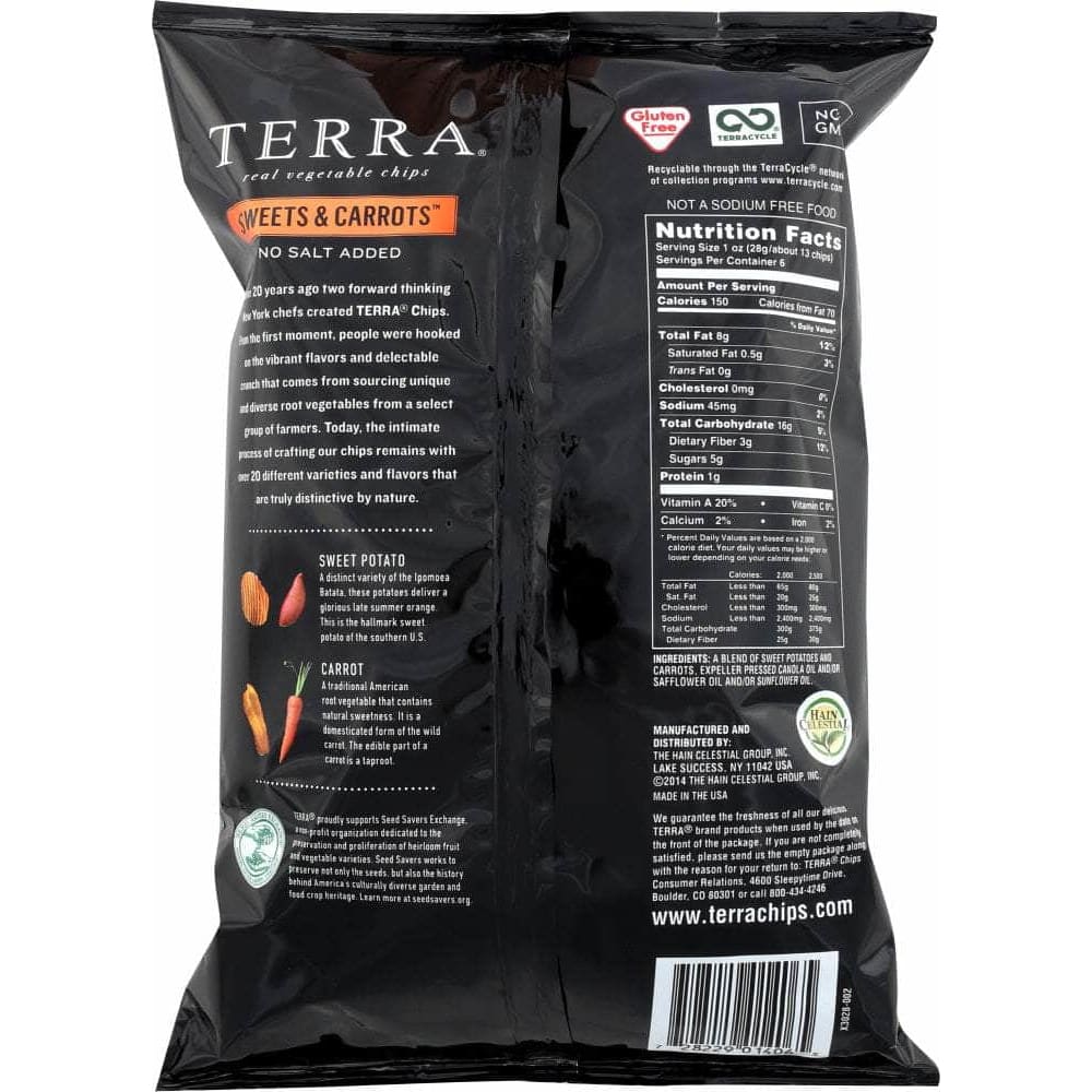 Terra Chips Terra Chips Sweets and Carrots Sweet Potato Chips No Salt Added, 6 oz