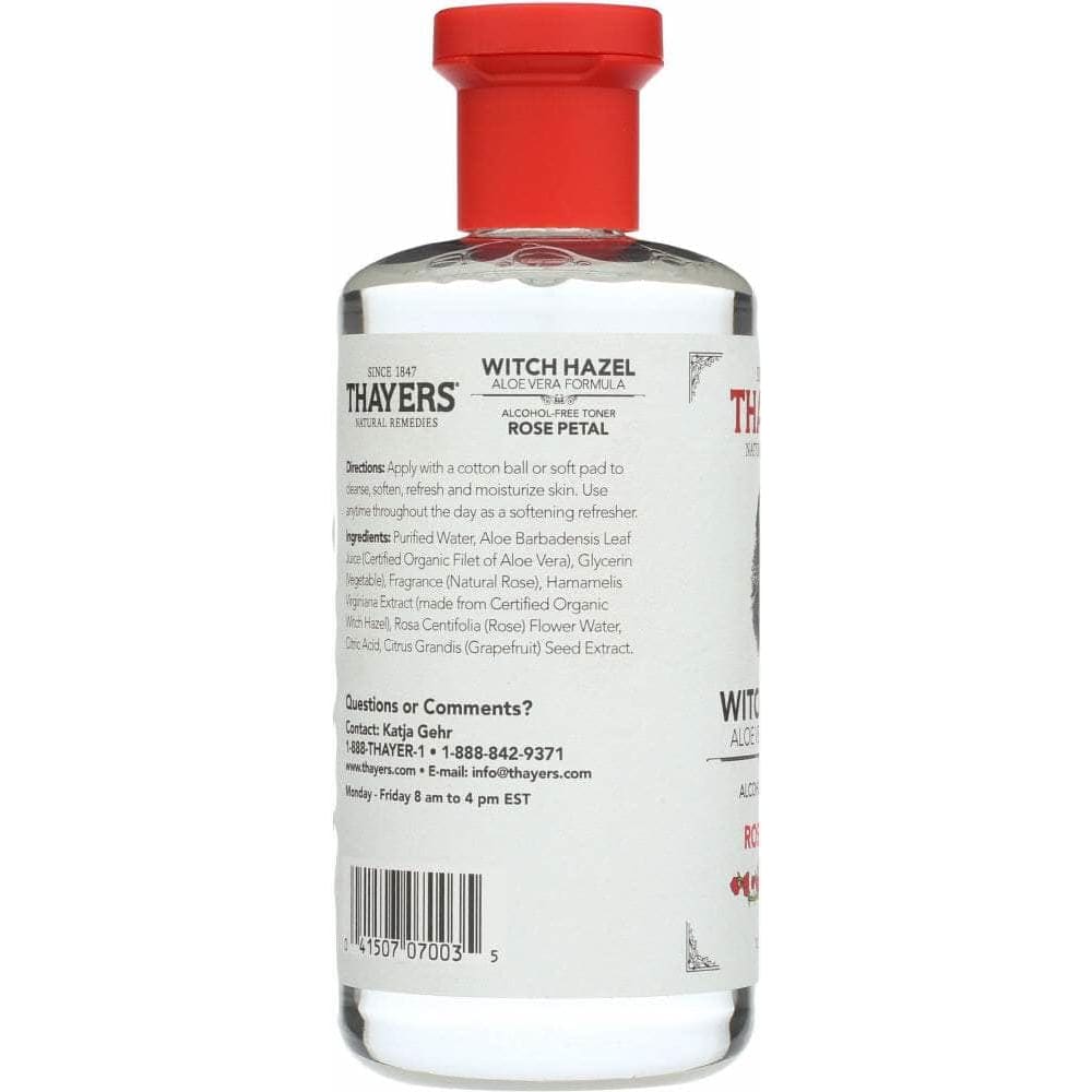 Thayers Thayers Witch Hazel Aloe Vera Formula Alcohol-Free Toner Rose Petal, 12 oz