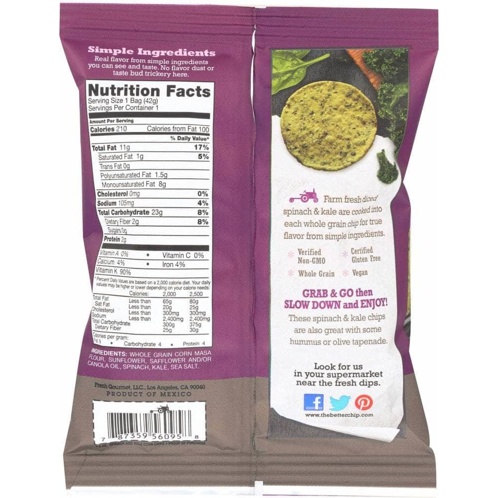 The Better Chip The Better Chip Chip Spinach & Kale, 1.5 oz