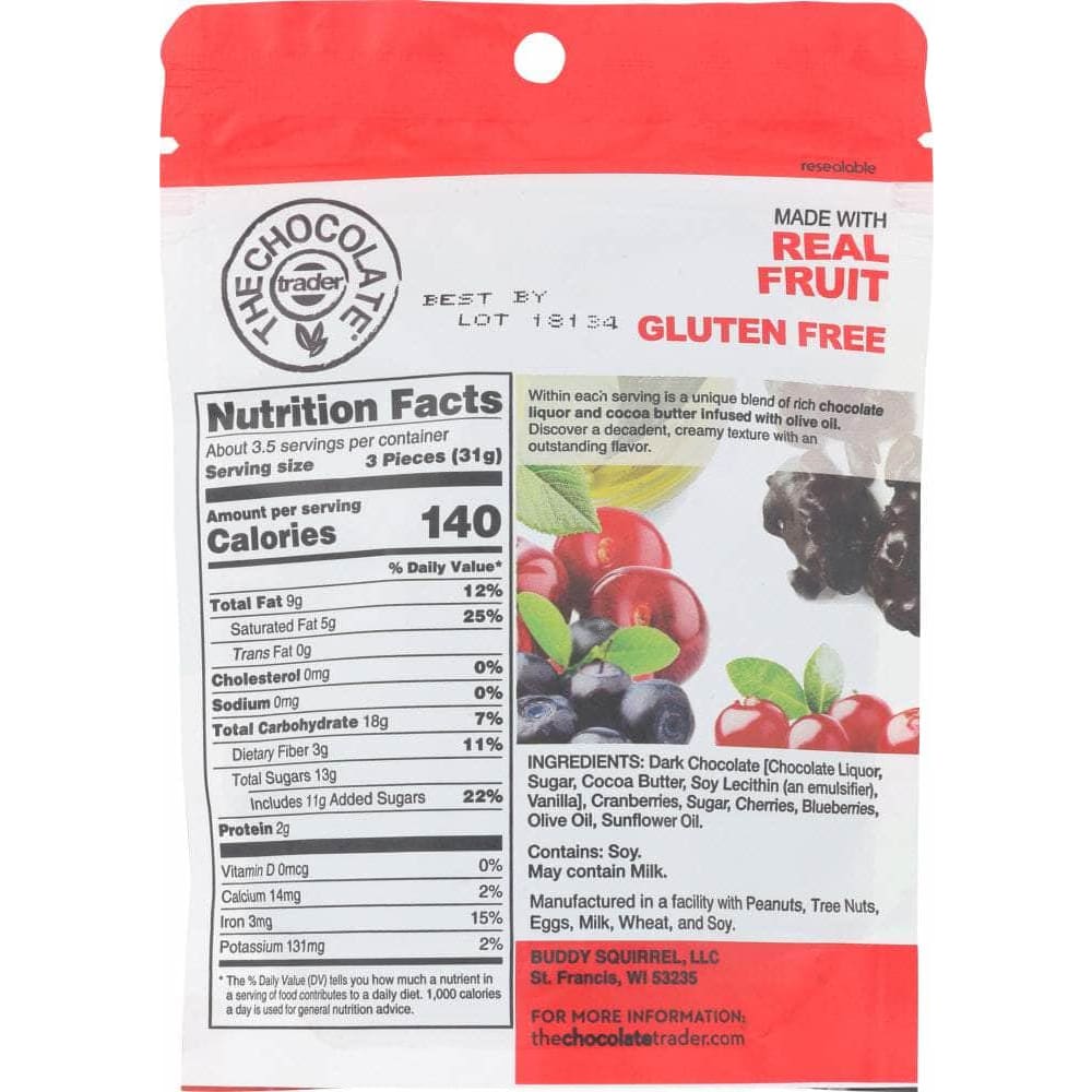 The Chocolate Trader The Chocolate Trader Dark Chocolate Olive Oil Berries, 3.6 oz