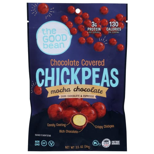 THE GOOD BEAN: Mocha Chocolate Covered Chickpeas 3.5 oz (Pack of 5) - Grocery > Snacks - The Good Bean