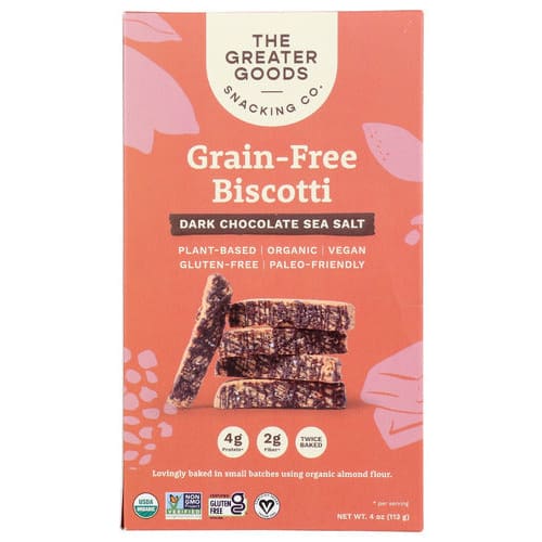 THE GREATER GOODS SNACKIN: Biscotti Dark Choc Sea Salt 4 OZ (Pack of 4) - Biscotti - THE GREATER GOODS SNACKIN