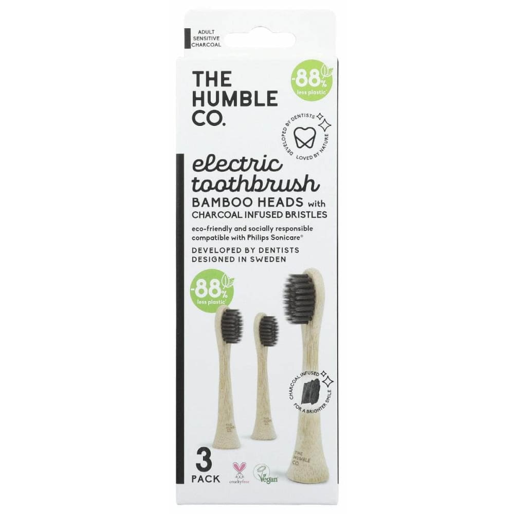 THE HUMBLE CO Beauty & Body Care > Oral Care > Toothbrushes THE HUMBLE CO Bamboo Heads With Charcoal Infused Bristles Electric Tootbrush, 3 pc