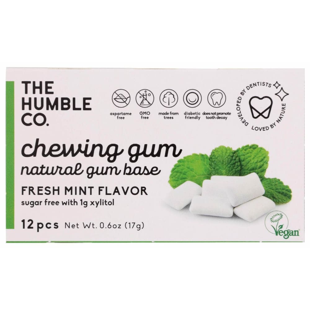 THE HUMBLE CO Grocery > Chocolate, Desserts and Sweets > Breath Fresheners and Gums THE HUMBLE CO Fresh Mint Chewing Gum, 12 pc