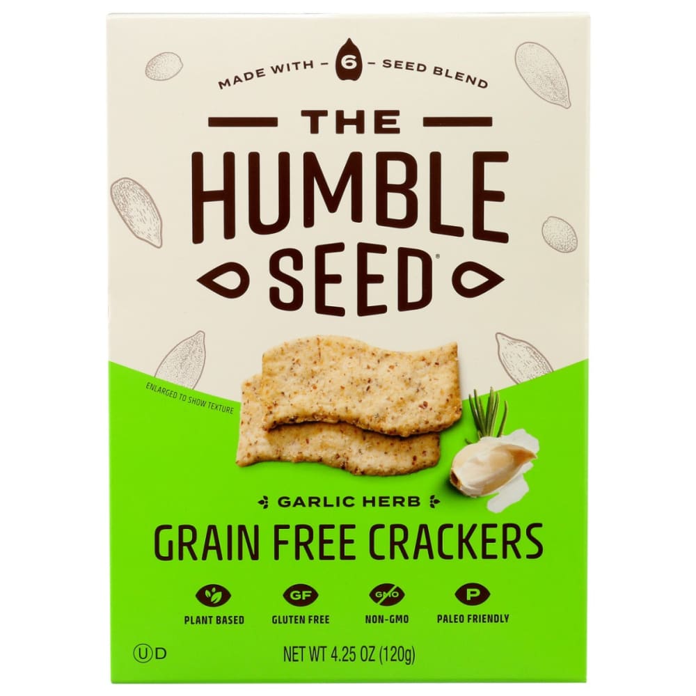 THE HUMBLE SEED: Garlic Herb Grain Free Crackers 4.25 oz (Pack of 4) - Crackers - THE HUMBLE SEED