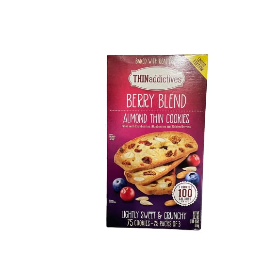 ThinAddictives Berry Blend Almond Thin Cookies Lightly Sweet & Crunchy 75 Cookies - ThinAddictives