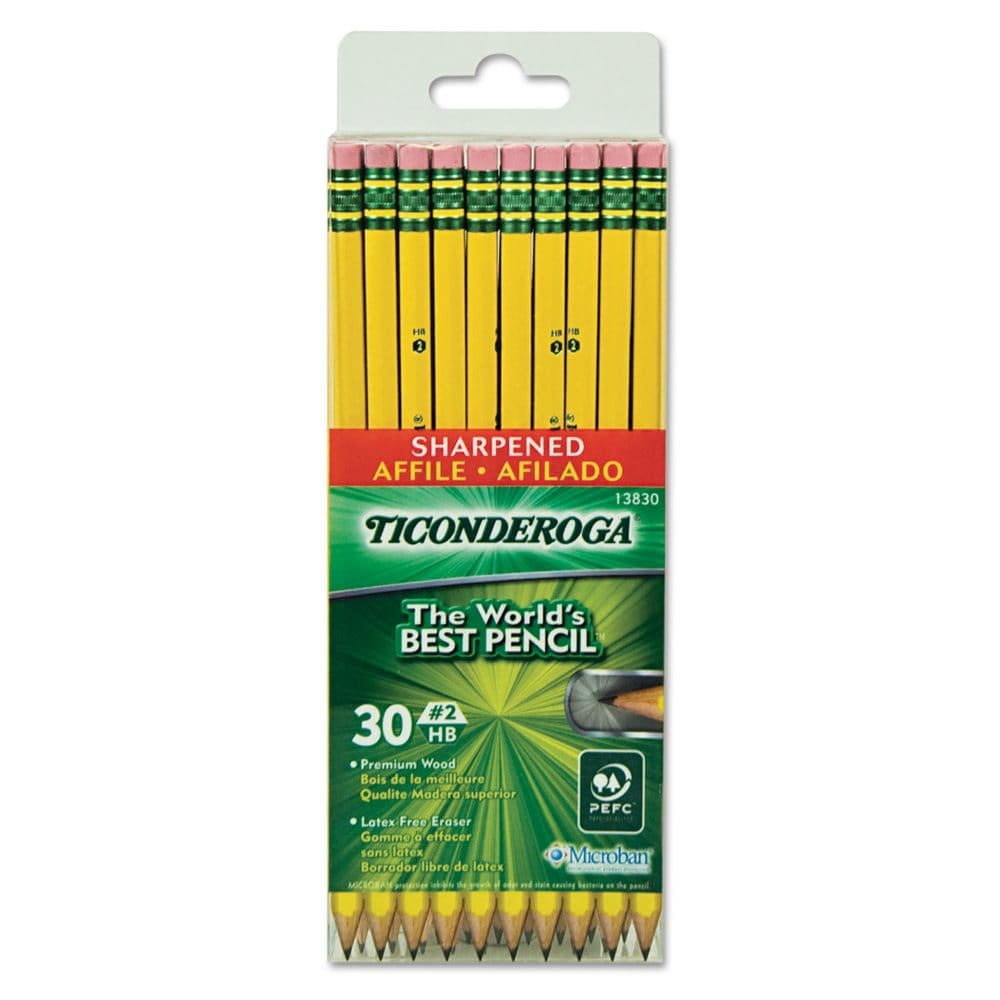 Ticonderoga Pre-Sharpened Pencil HB #2 Yellow Barrel 30ct. (Pack of 2) - Pens Pencils & Markers - Ticonderoga