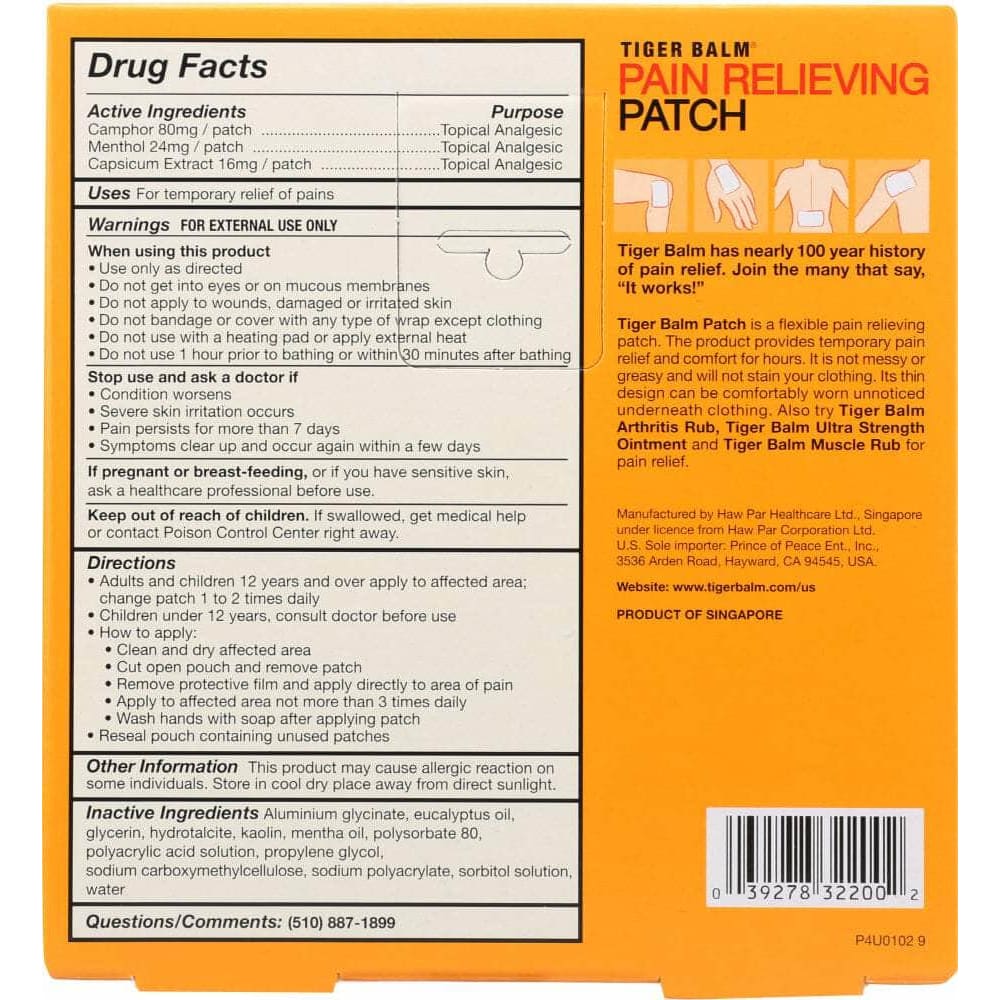 Tiger Balm Tiger Balm Pain Relieving Patch, 5 Patches