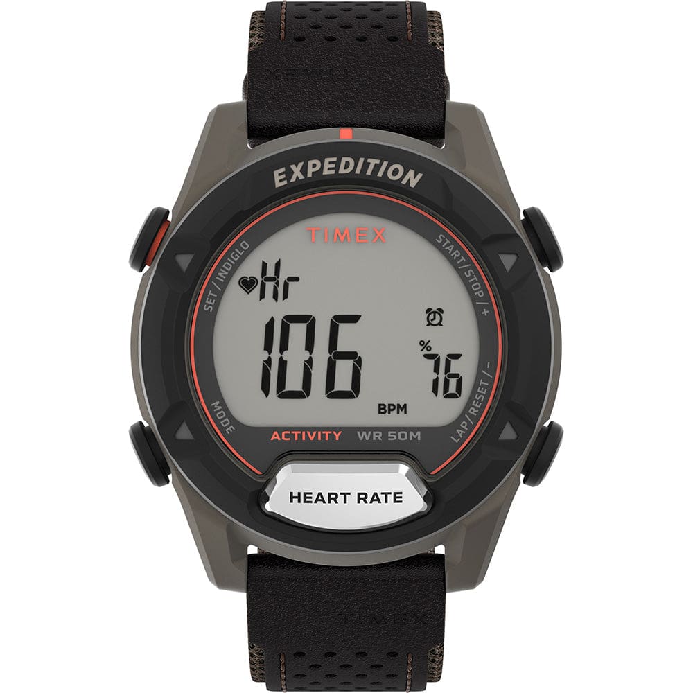Timex Expedition Trailblazer Activity Tracker + HR - Brown Resin Case - Brown Leather w/ Brown Fabric Strap - Outdoor | Watches,Outdoor |